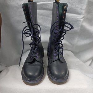 Dr Martens vintage 14 eye with purple stitching